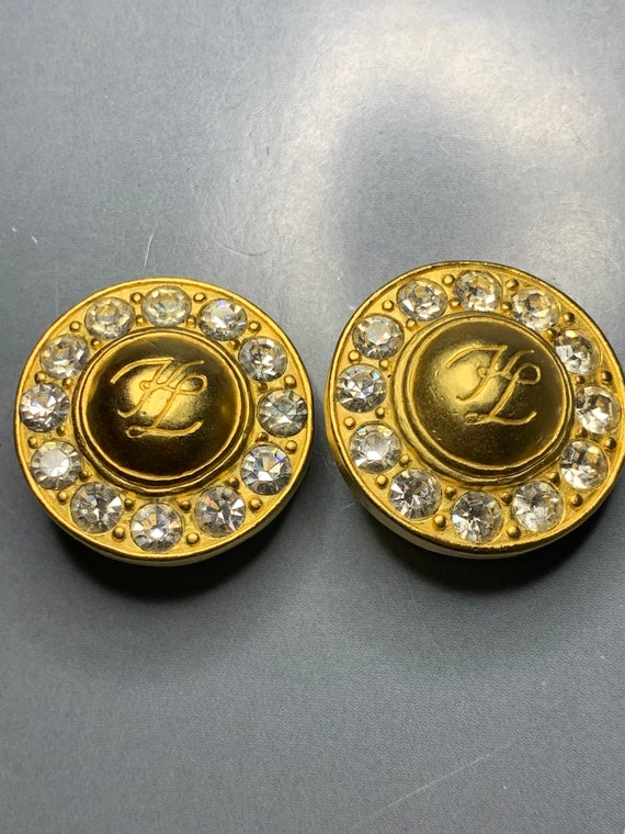 STUNNING KARL LAGERFELD Vintage Clip on Earrings Encrusted -  Israel