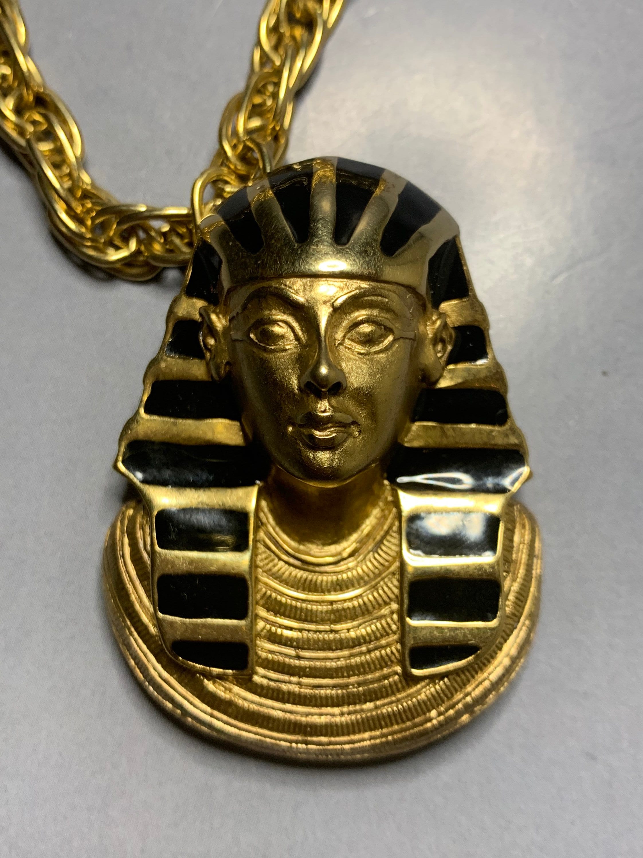 Egyptian ERWIN Pearl Vintage Gold Tone PHARAOH Black Enamel - Etsy Israel