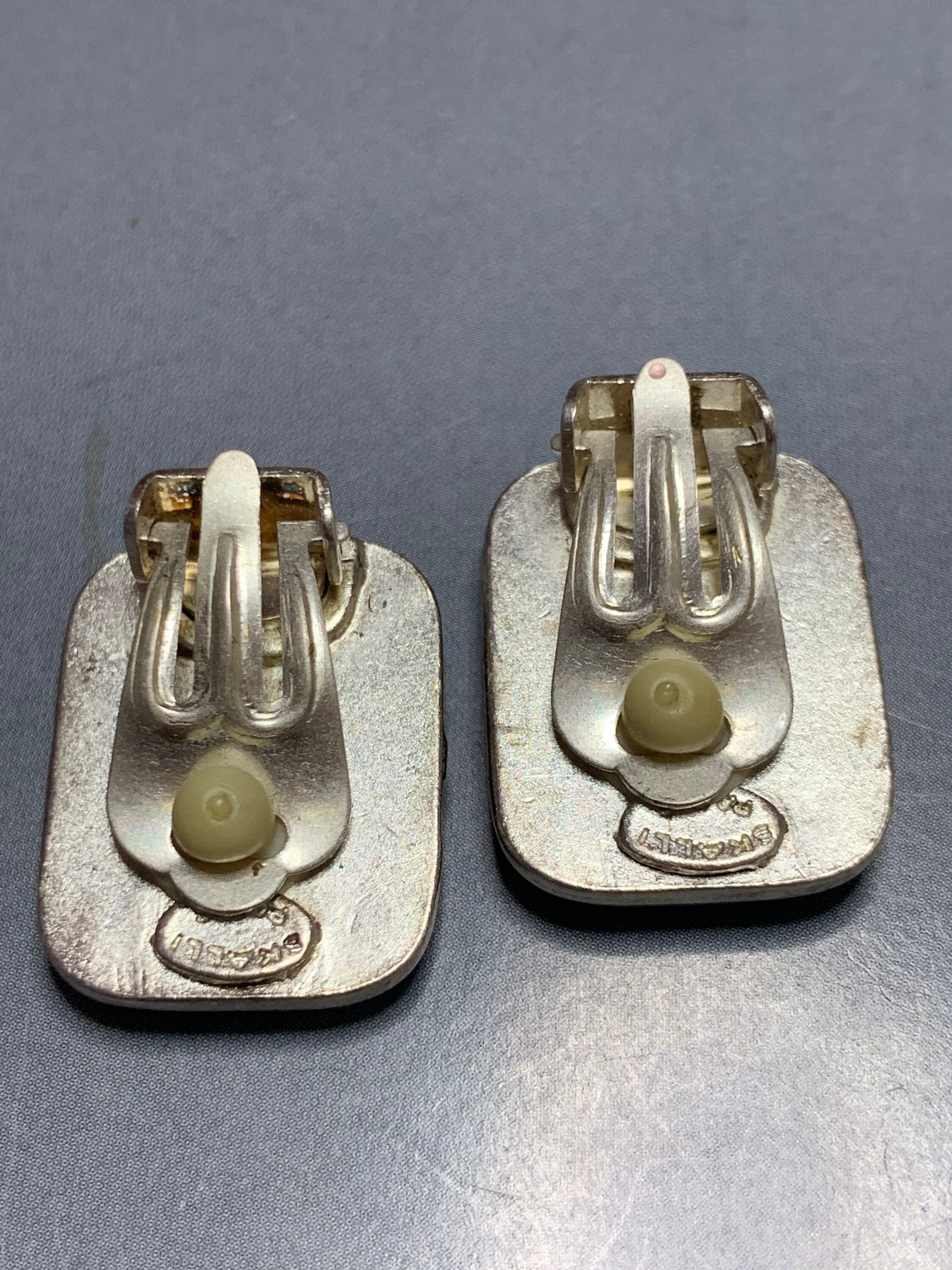 Boucles D'oreilles Vintage Clips Skalli Paris - Pâte De Verre émaillé - Occasion Authentique