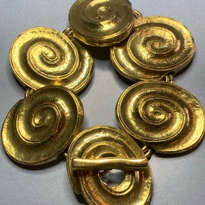 FABULOUS Designer YVES Saint LAURENT Paris Gold Plated Bracelet,Large Runway Statement piece, Couture,Iconic Elegant Glamorous 1980's Signed