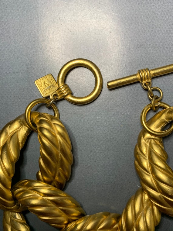 Vintage ANNE KLEIN Gold Tone Rope Intwined Design… - image 5
