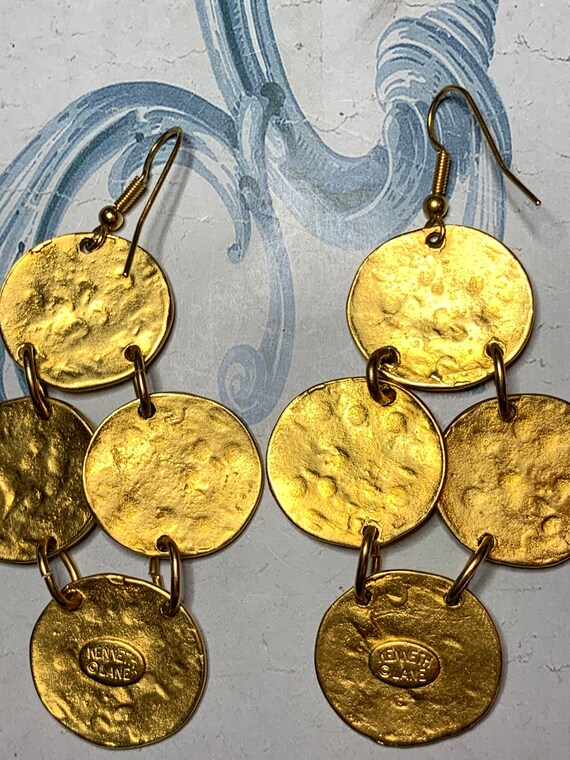 Vintage Kenneth Jay Lane gold plated hammered coin
