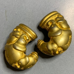 FANTÁSTICO DISEÑADOR ELEFANTE Vintage 1980's Clip chapado en oro en pendientes, Cuerno de la abundancia, Diseño de colmillo Animal Zoo Lover, Regalo de declaración de pasarela