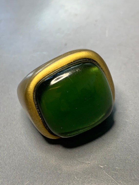 GORGEOUS DESIGNER Costume Cocktail Ring by Lucas Jack Green Resin