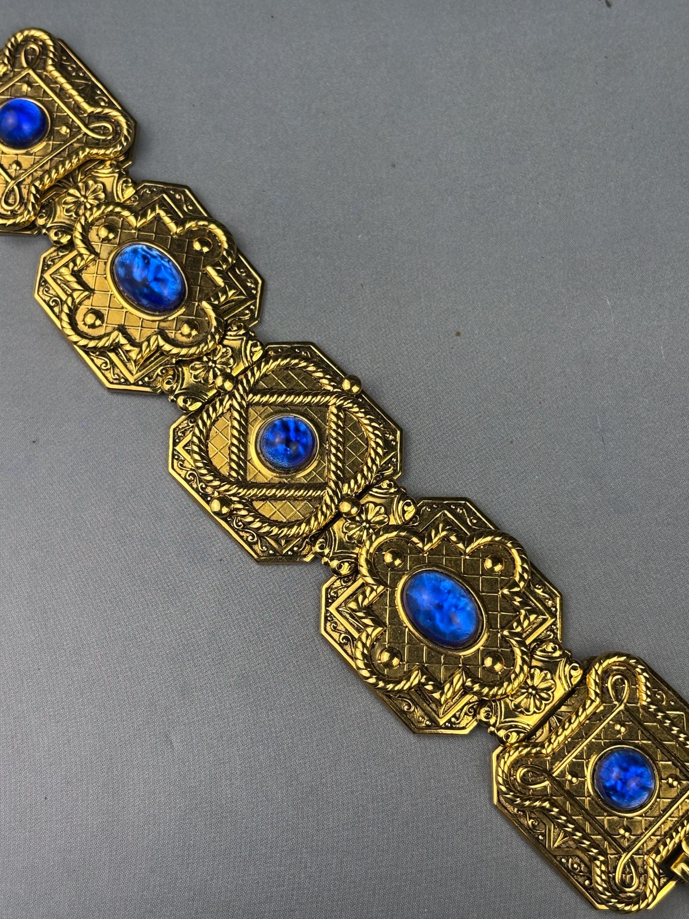 Zoe Coste Vintage 1980s Chunky Cobalt Blue Statement Bracelet 