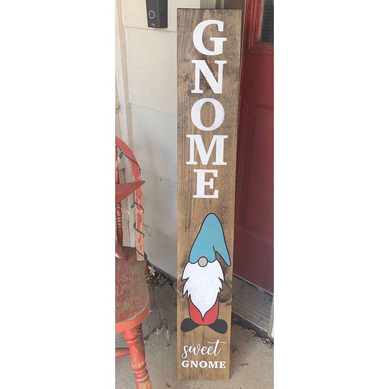 Gnome Sweet Gnome wood porch sign Welcome Sign | Etsy