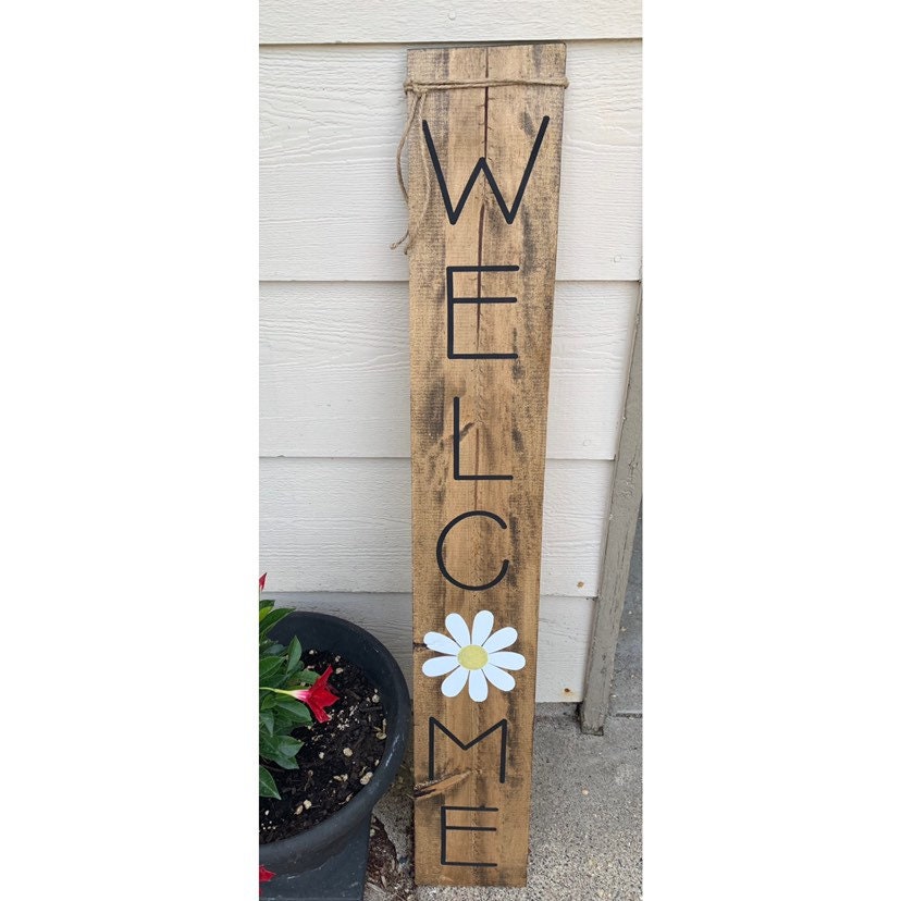 Welcome Daisy Porch Sign | Welcome Sign - Etsy
