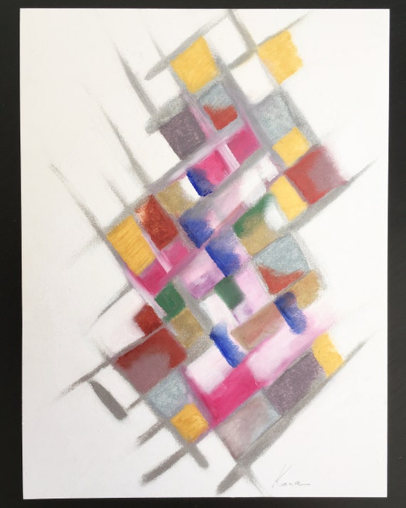 Abstrait Art Original Peinture à Lhuile Dessin Pastel Sec Sur Papier Décoration Murale