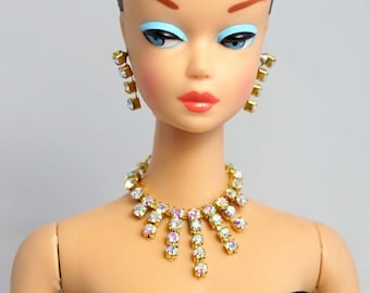 Barbie Repro Vintage FR Handmade Necklace Earrings Rhinestone Jewelry NE100015