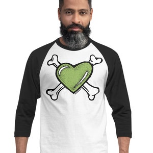 Zombie Heart Horror Rockabilly Unisex 3/4 sleeve raglan shirt
