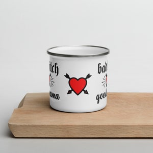 BAD Bish GOOD Mama / Cute Camping style Enamel Mug