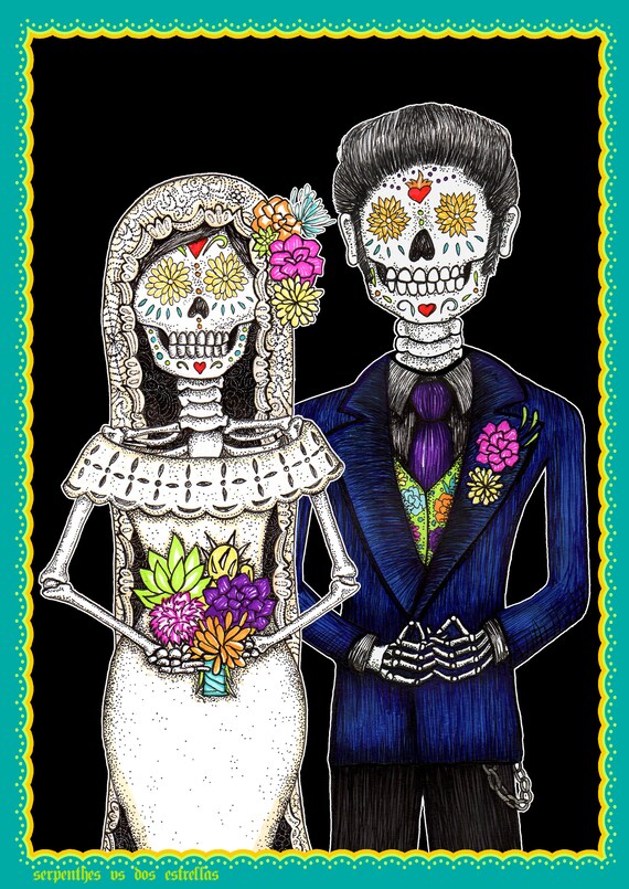 Amor Eterno Calavera Wedding Couple Lined Spiral Notebook Etsy