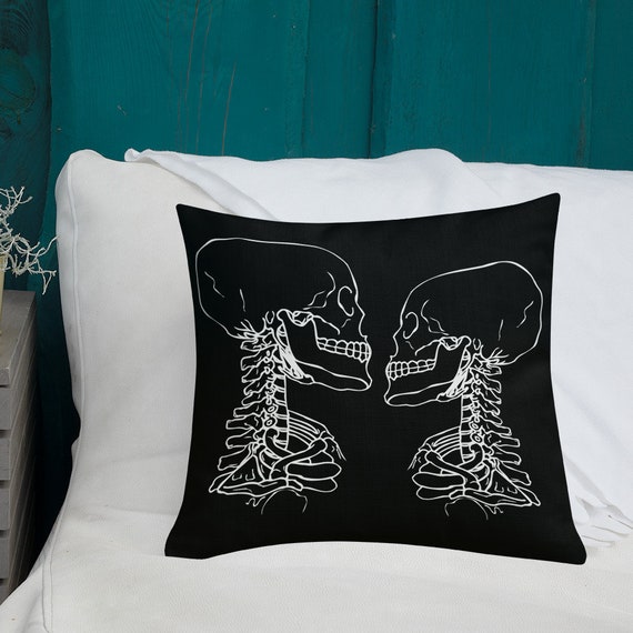 To The Bone Xray Skeleton Couple Art Premium 18 X 18 Pillow Etsy