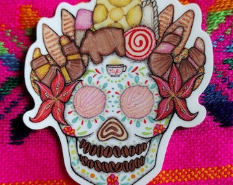 OFRENDA Pan Dulce / Mexican Sweet Bread Sugar Skull VINYL 3" Sticker / Stationery Planner Notebook Sticker