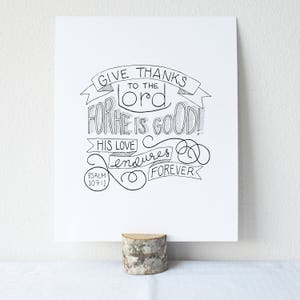 Psalm 107:1 Printable Bible Verse Art Print 8x10 Digital Wall Art Gift