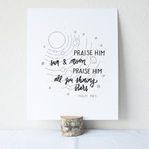 Psalm 148:3 Printable Bible Verse Art Print 8x10 Digital Wall Art Gift