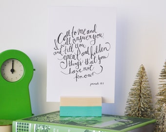Jeremiah 33:3 Print Bible Verse Call to me and I will answer you Art 5x7 8x10 Digital Wall Art Gift