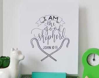John 10:11 Print Bible Verse I am the good shepherd Art 5x7 8x10 Digital Wall Art Gift