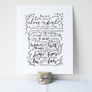 1 Corinthians 13:4-8 Printable Bible Verse Art Print 8x10 Digital Wall Art Gift The Lords Prayer