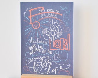 Jeremiah 29:11 Print Bible Verse For I know the plans for you Art 5x7 Digital Wall Art Gift