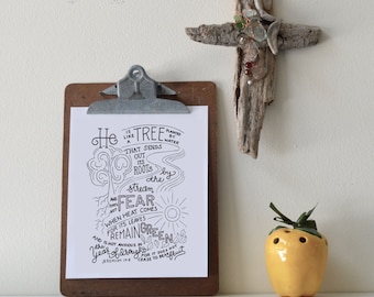 Jeremiah 17:8 Printable Bible Verse Art Print 8x10 Digital Wall Art Gift