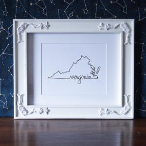 Printable Virginia State Art Print Digital Wall Art Gift