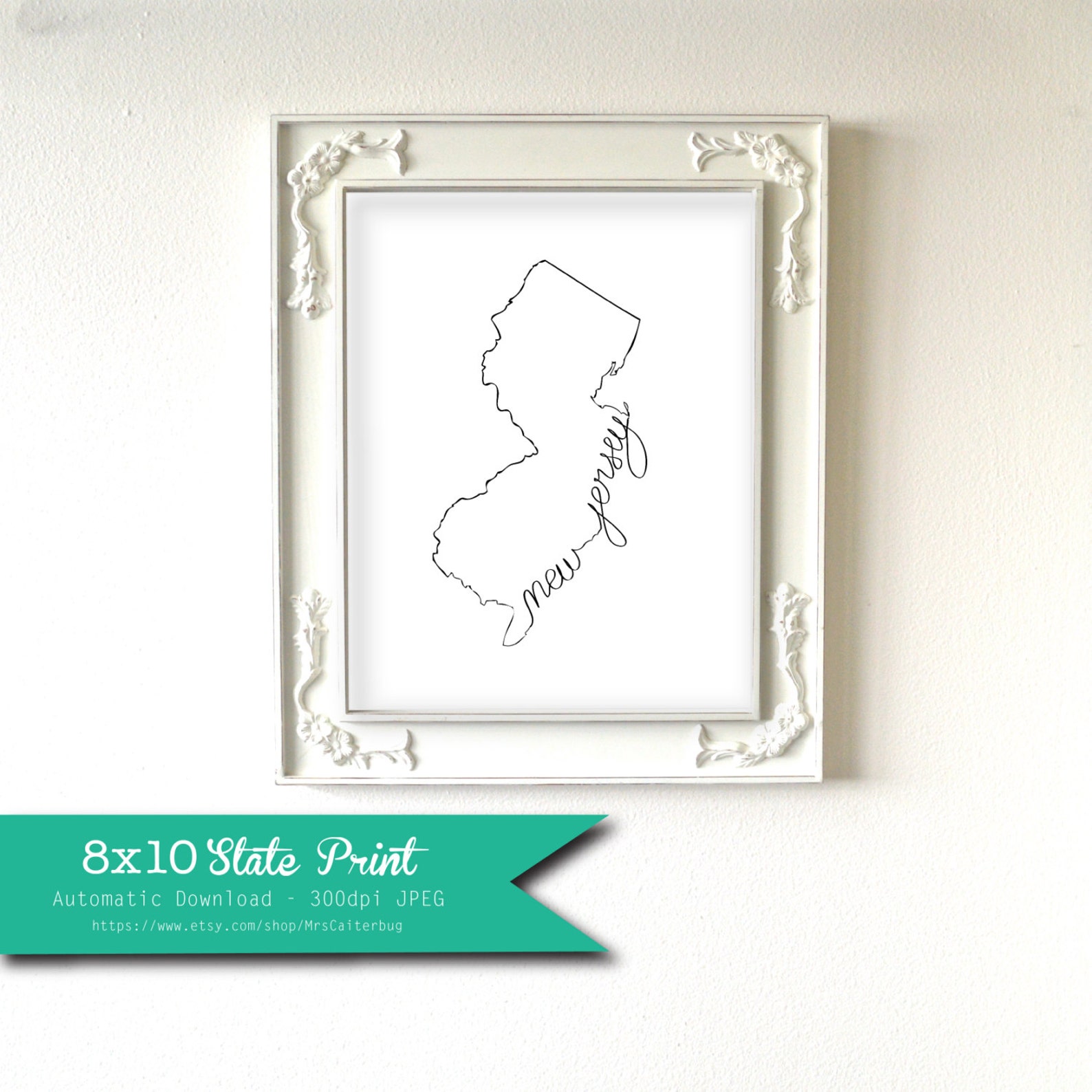 Printable New Jersey State Art Print 8x10 Digital Wall Art - Etsy