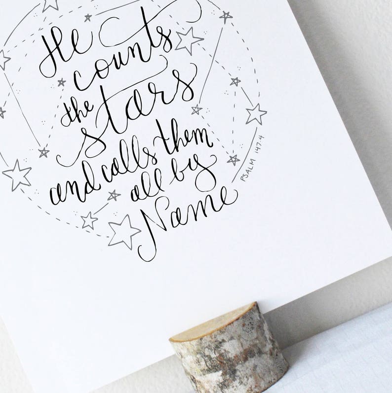 Psalm 147:4 Printable Bible Verse Art Print 8x10 Digital Wall | Etsy