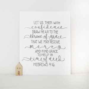 Hebrews 4:16 Printable Bible Verse Art Print 8x10 Digital Wall Art Gift