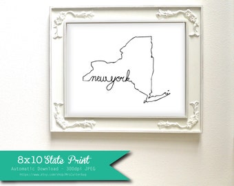 Printable New York State Art Print 8x10 Digital Wall Art Gift