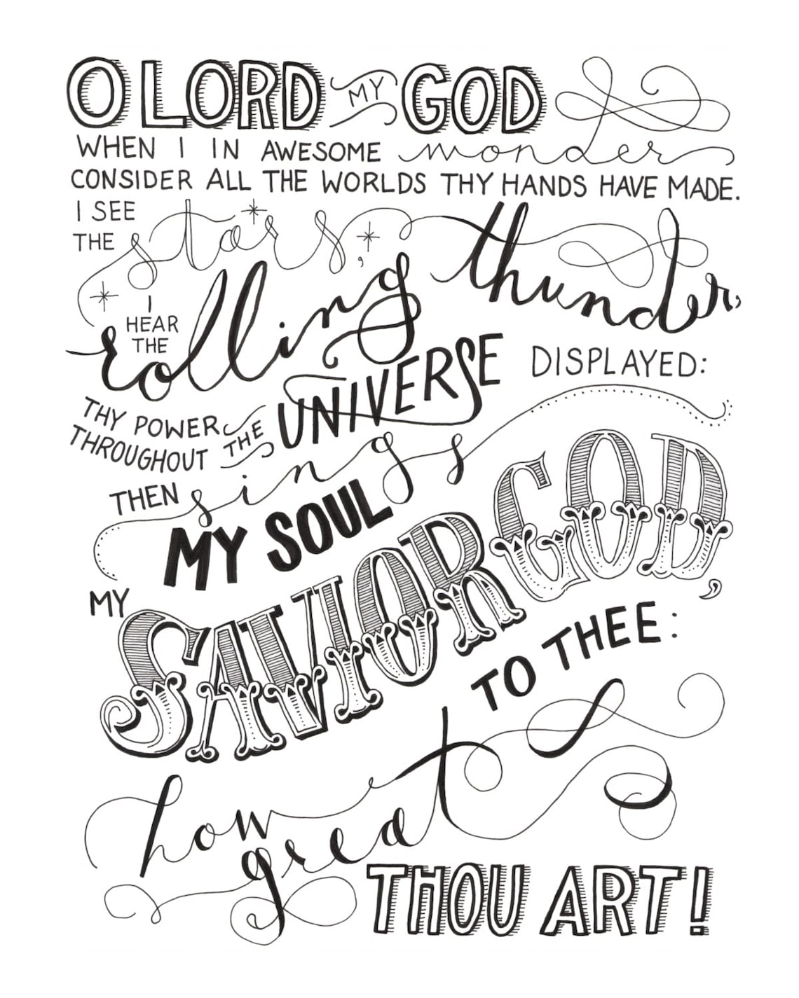 How Great Thou Art Printable Hymn Bible Verse Art Print 8x10 Etsy