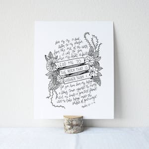 Psalm 61:1-4 Printable Bible Verse Art Print 8x10 Digital Wall Art Gift