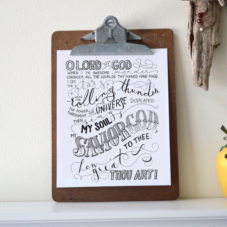 How Great Thou Art Printable Hymn Bible Verse Art Print 8x10 Etsy