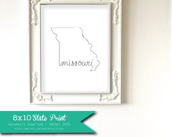 Printable Missouri State Art Print 8x10 Digital Wall Art Gift