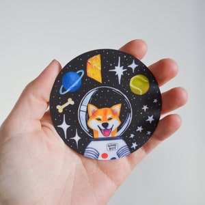 Shiba Inu Aufkleber Hund Astronaut Good Boy Weltraum Shiba Galaxy Hund Aufkleber Vinyl oder Papier Aufkleber für Laptops Wasserflaschen
