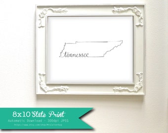 Printable Tennessee State Art Print 8x10 Digital Wall Art Gift
