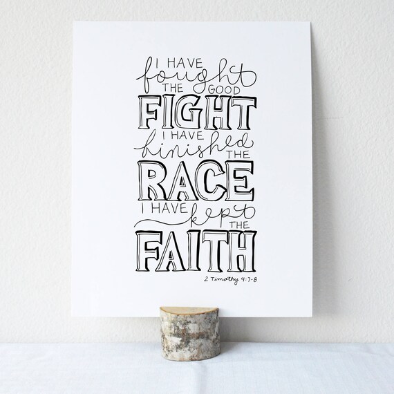 2 Timothy 47 8 Printable Bible Verse Art Print 8x10 Digital Wall Art Gift