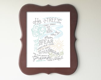 Jeremiah 17:8 Printable Bible Verse Art Print 8x10 Digital Wall Art Gift