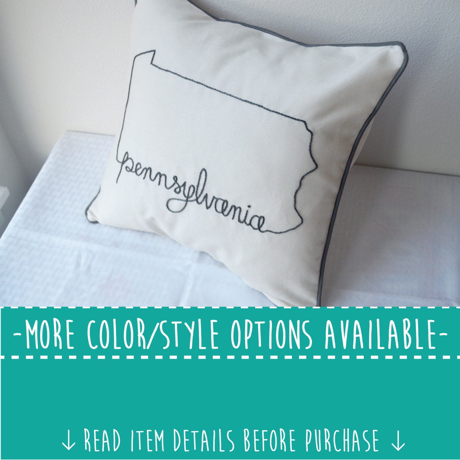 Pennsylvania State Embroidered Decorative Throw Pillow Cover Etsy