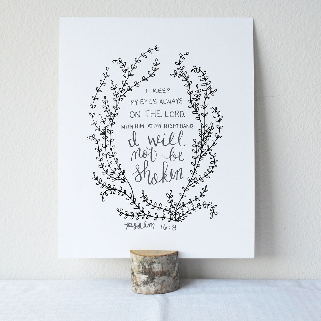 Buy Psalm 16:8 Printable Bible Verse Art Print 8x10 Digital Wall Art ...