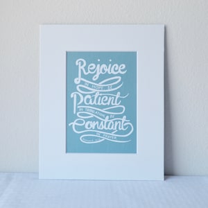 Romans 12:12 Bible Verse Art Print 5x7 Digital Wall Art Gift