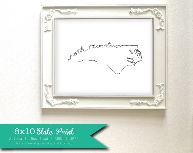 Printable North Carolina State Art Print 8x10 Digital Wall Art Gift - Etsy