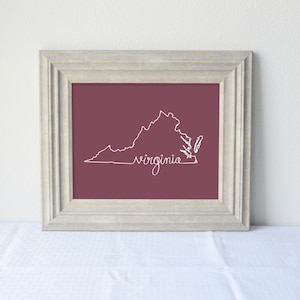 Printable Virginia State Art Print 8x10 Digital Wall Art Gift