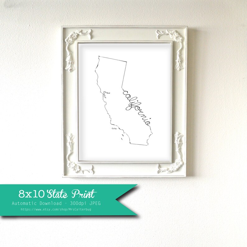 Printable California State Art Print 8x10 Digital Wall Art Gift Printable California State Art Print 8x10 Digital Wall Art Gift