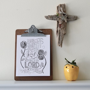 Psalm 19:14 Printable Bible Verse Art Print 8x10 Digital Wall Art Gift