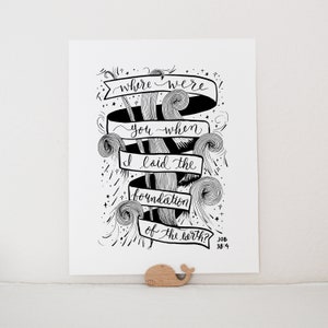 Job 38:4 Printable Bible Verse Art Print 8x10 Digital Wall Art Gift