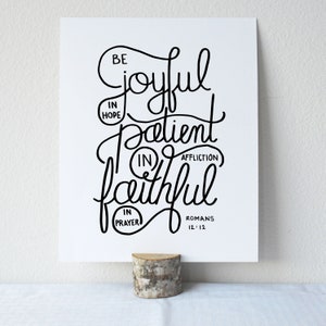 Romans 12:12 Printable Bible Verse Art Print 8x10 Digital Wall Art Gift