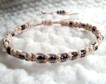 Adjustable Hemp Bracelet Valentines Day Gift Macramé Seed Bead Friendship Bracelets Gifts for Women or Men