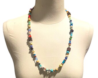 Hippie Unique Random Bead Necklace, Boho Neckalce, Hippie Jewelry Gifts Mismatched