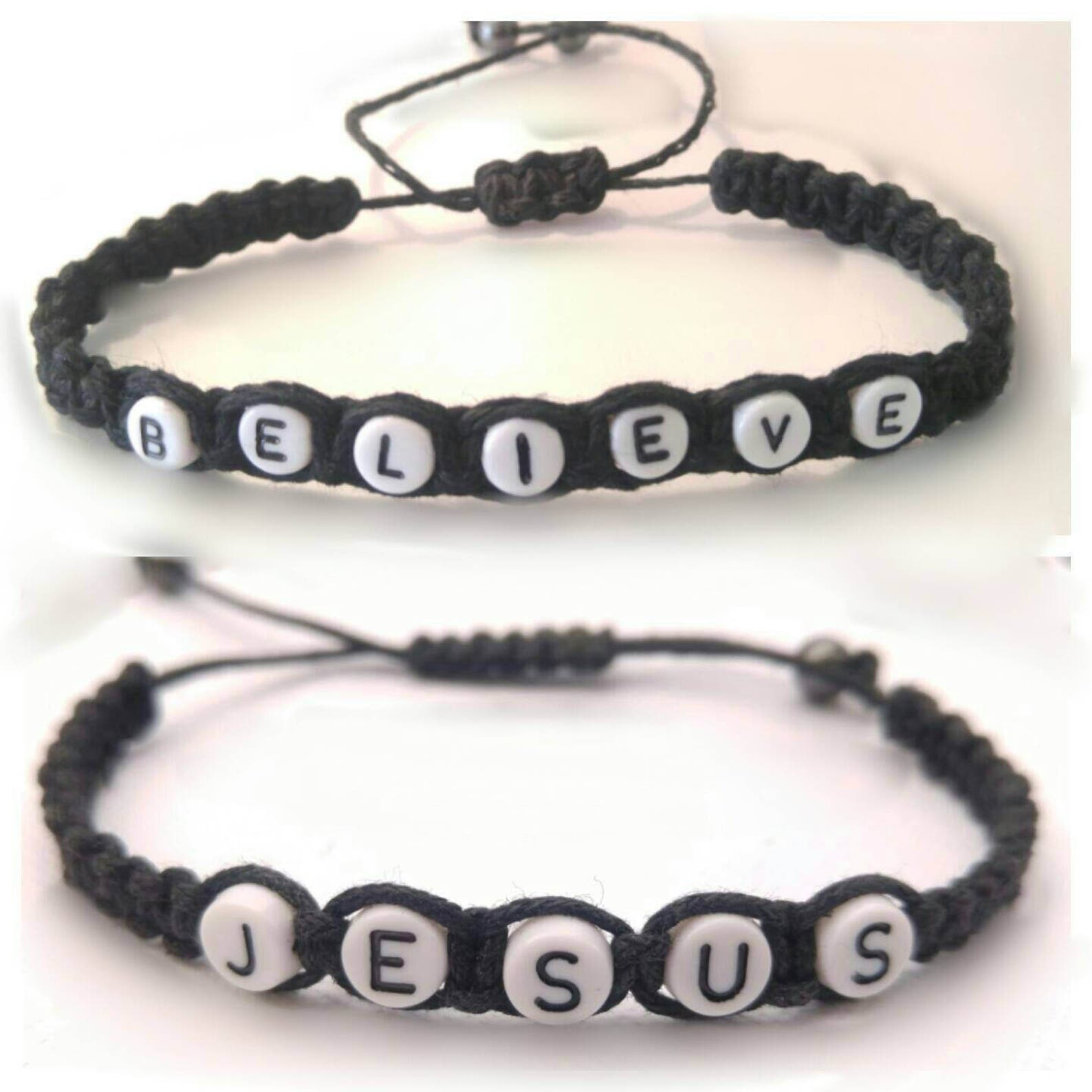 Believe Bracelet Black Hemp Ankle Bracelet WWJD Bracelet Etsy